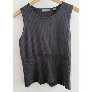 Y2K Kate Hill Extra Fine Merano Wool Ribbed Tank  Gray  Sleeveless Minimalist L